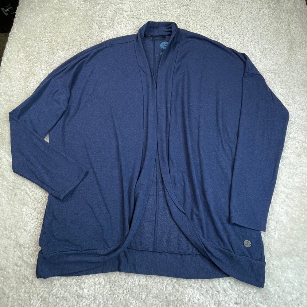 Life is Good Lightweight Stretch Cardigan Sweater Relaxed Fit Blue
